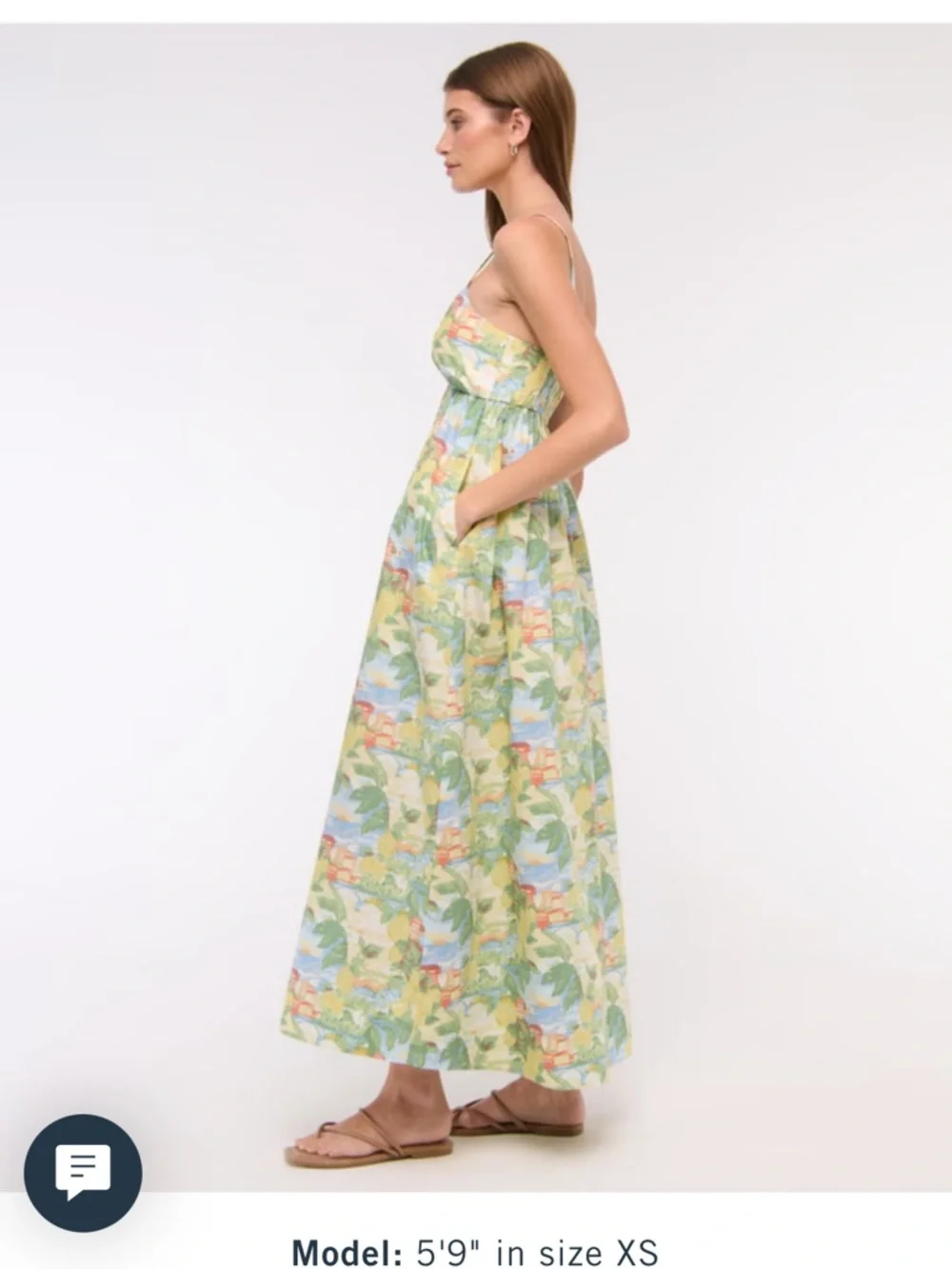 Abercrombie & Fitch Pastel Yellow & Green Tropical Print Maxi Dress